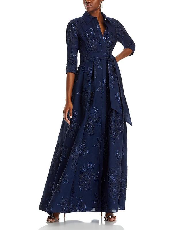 Teri Jon by Rickie Freeman Metallic Jacquard Gown Product Image