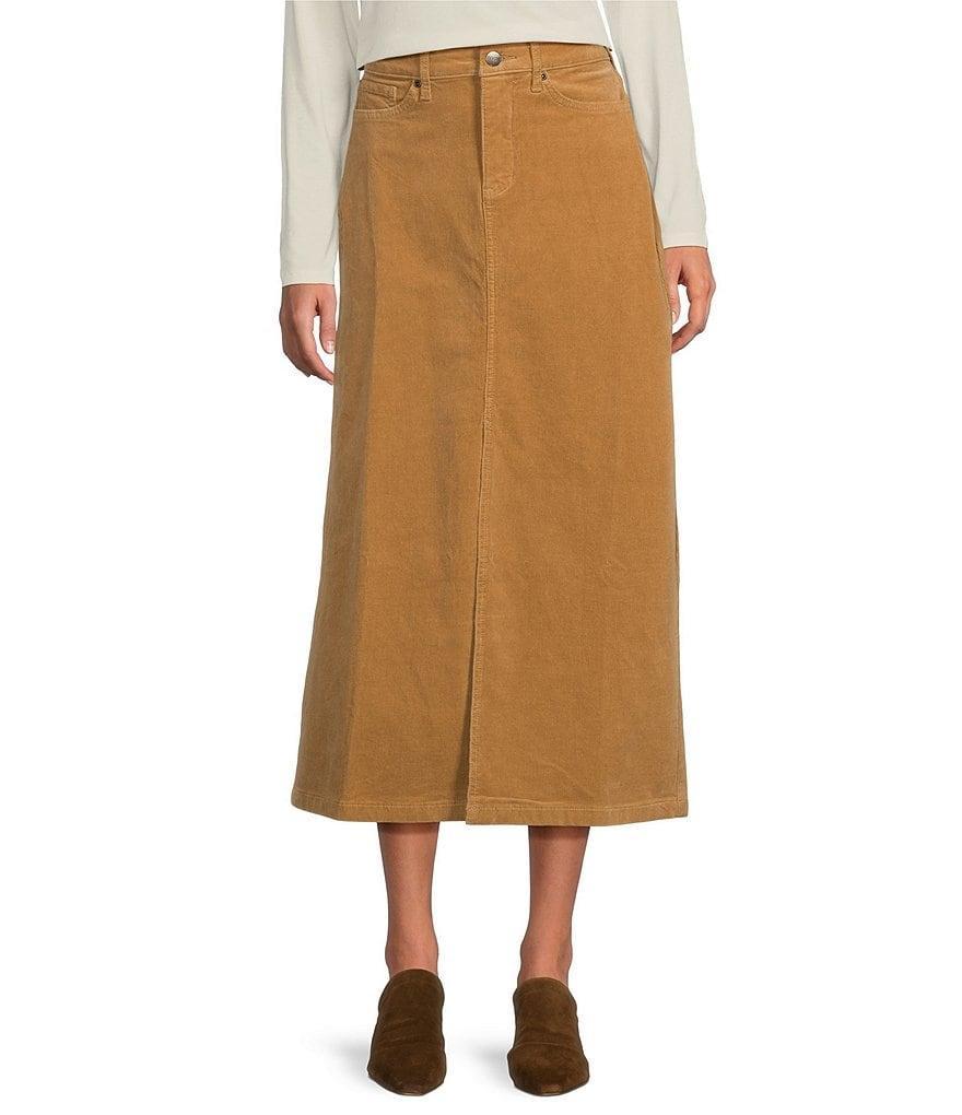 NYDJ Corduroy High Rise Side Slit 5-Pocket Long Skirt product image