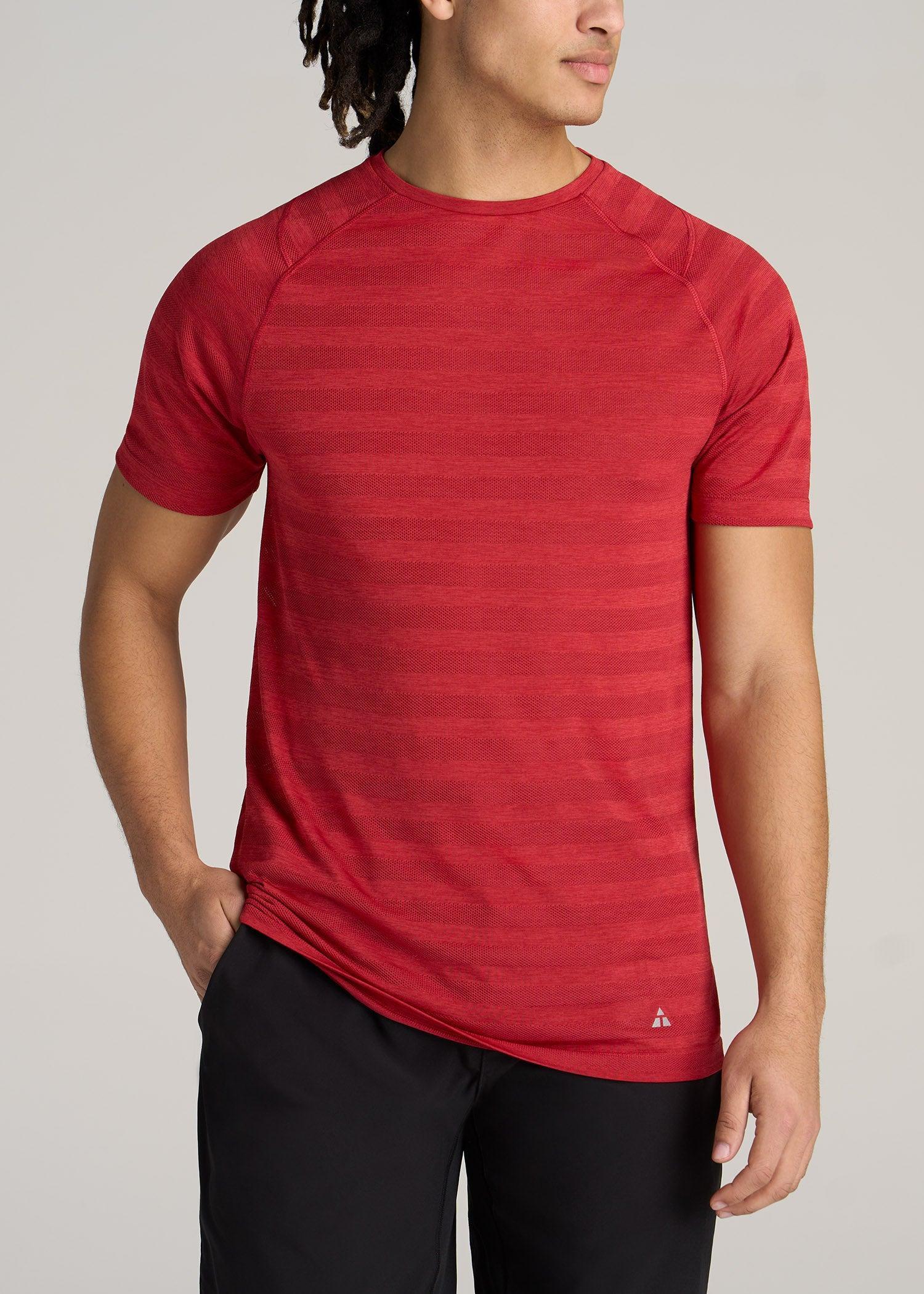 A.T. Performance MODERN-FIT Crewneck Raglan Short Sleeve T-Shirt for Tall Men in Red Heather Product Image