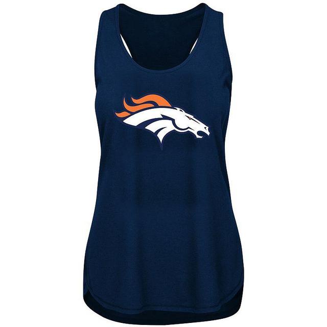 Womens Denver Broncos Plus Size Racerback Tank Top Blue Product Image