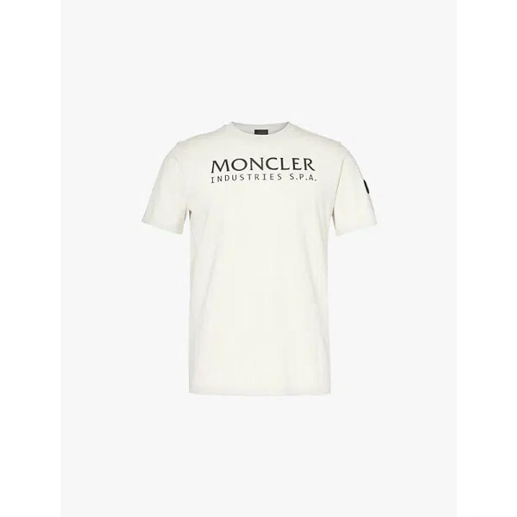 MONCLER Mens White Brand-print Regular-fit Cotton-jersey T-shirt Product Image