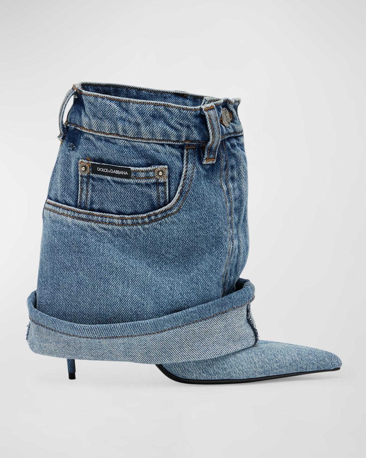 Denim Jean Stiletto Booties Product Image