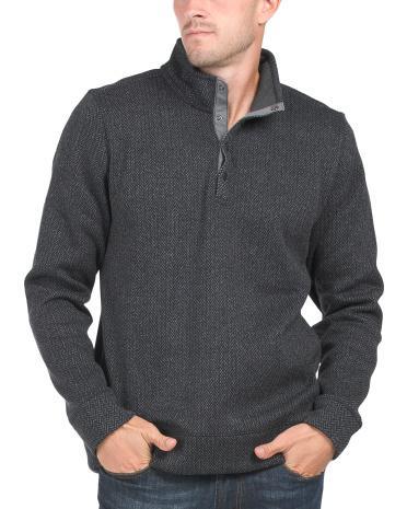 Herringbone Fleece Snap Mock Top for Men | Polyester Product Image