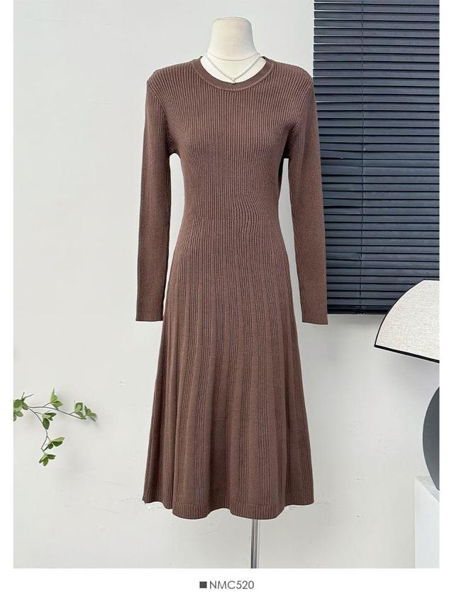 Basic Ribbed-Knit A-Line Dress Product Image