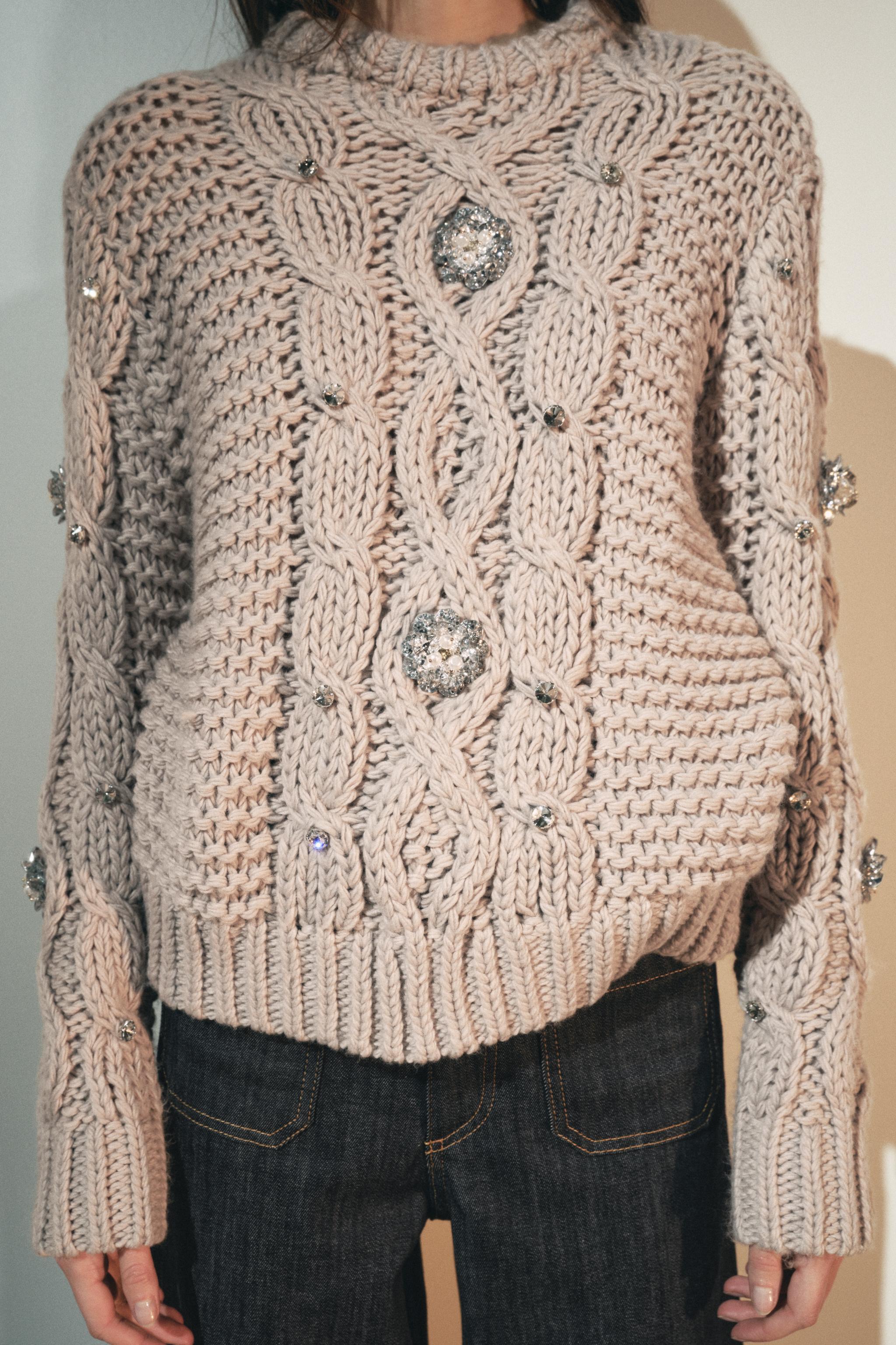 JEWEL BEADED KNIT SWEATER Product Image