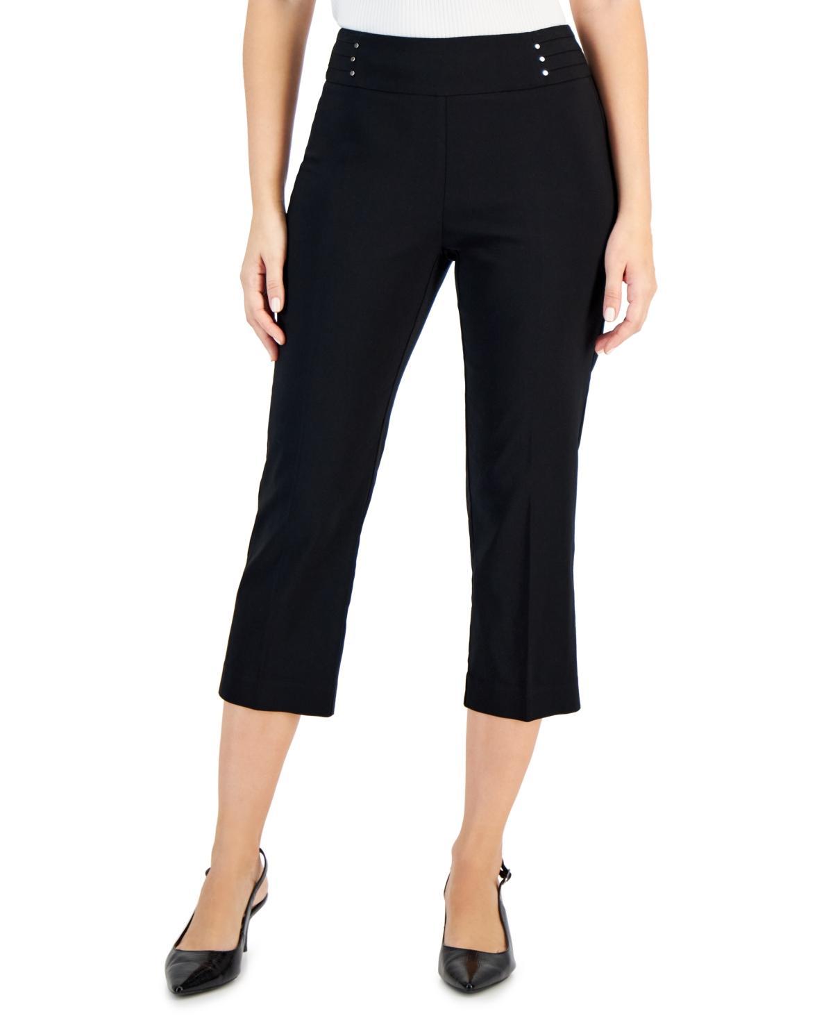 Women's Pull On Slim-Fit Rivet Detail Cropped Pants, Created for Macy's Product Image