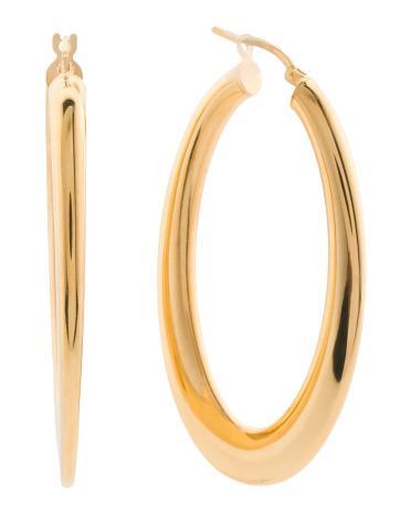 Sterling Oval Hoop Earrings For Women Product Image