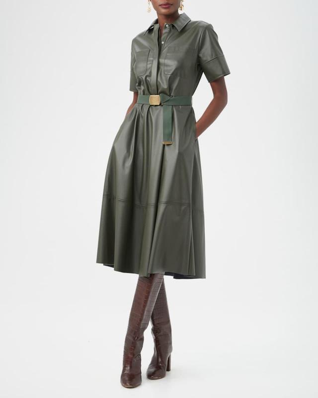 Misola Faux Leather Midi Shirtdress Product Image