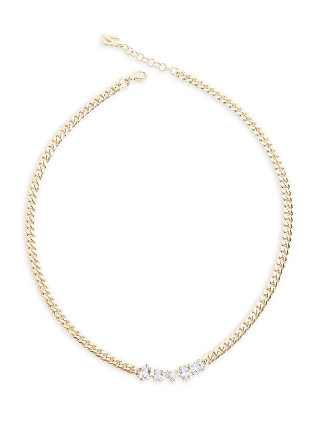 Womens Carrie 14K-Yellow-Gold Vermeil & Crystal Curb-Chain Necklace Product Image