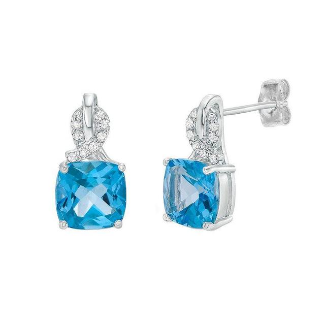 Gemminded Sterling Silver Blue Topaz & Diamond Accent Drop Earrings, Womens Product Image