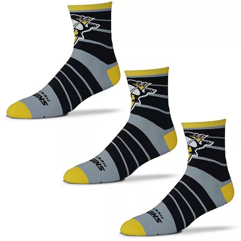 Mens For Bare Feet Pittsburgh Penguins Three-Pack Quad Socks Product Image