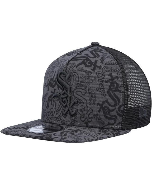 Mens New Era Black Chicago White Sox Repeat A-Frame 9FIFTY Trucker Snapback Hat Product Image