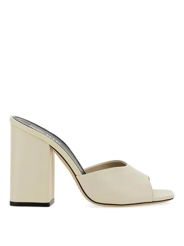 Anja 100mm Leather Mules In White Product Image