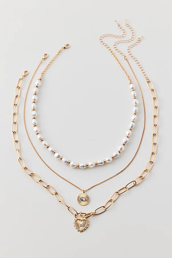 Alina Pearl Layering Necklace Set Womens at Urban Outfitters Product Image