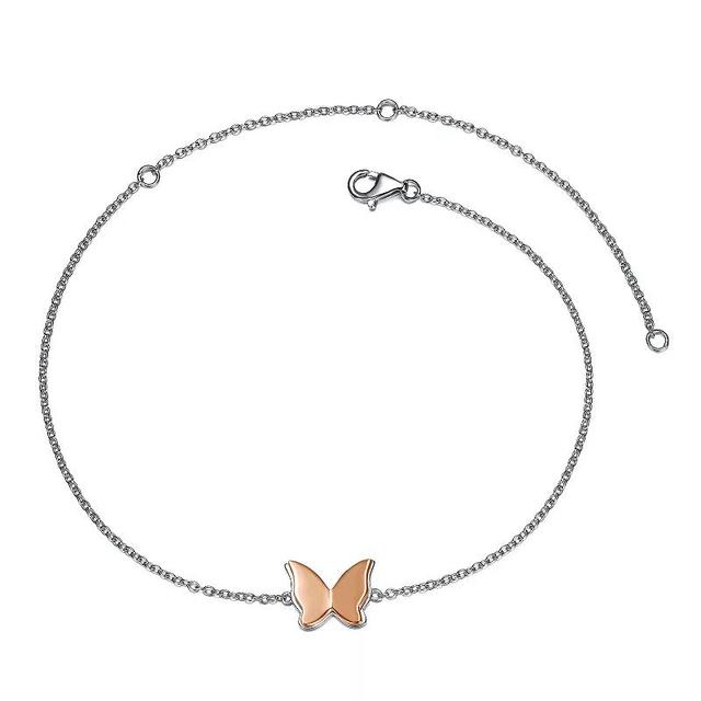 Sterling Silver Butterfly Charm Anklet, Womens, Size: 7+1.25+2 Product Image