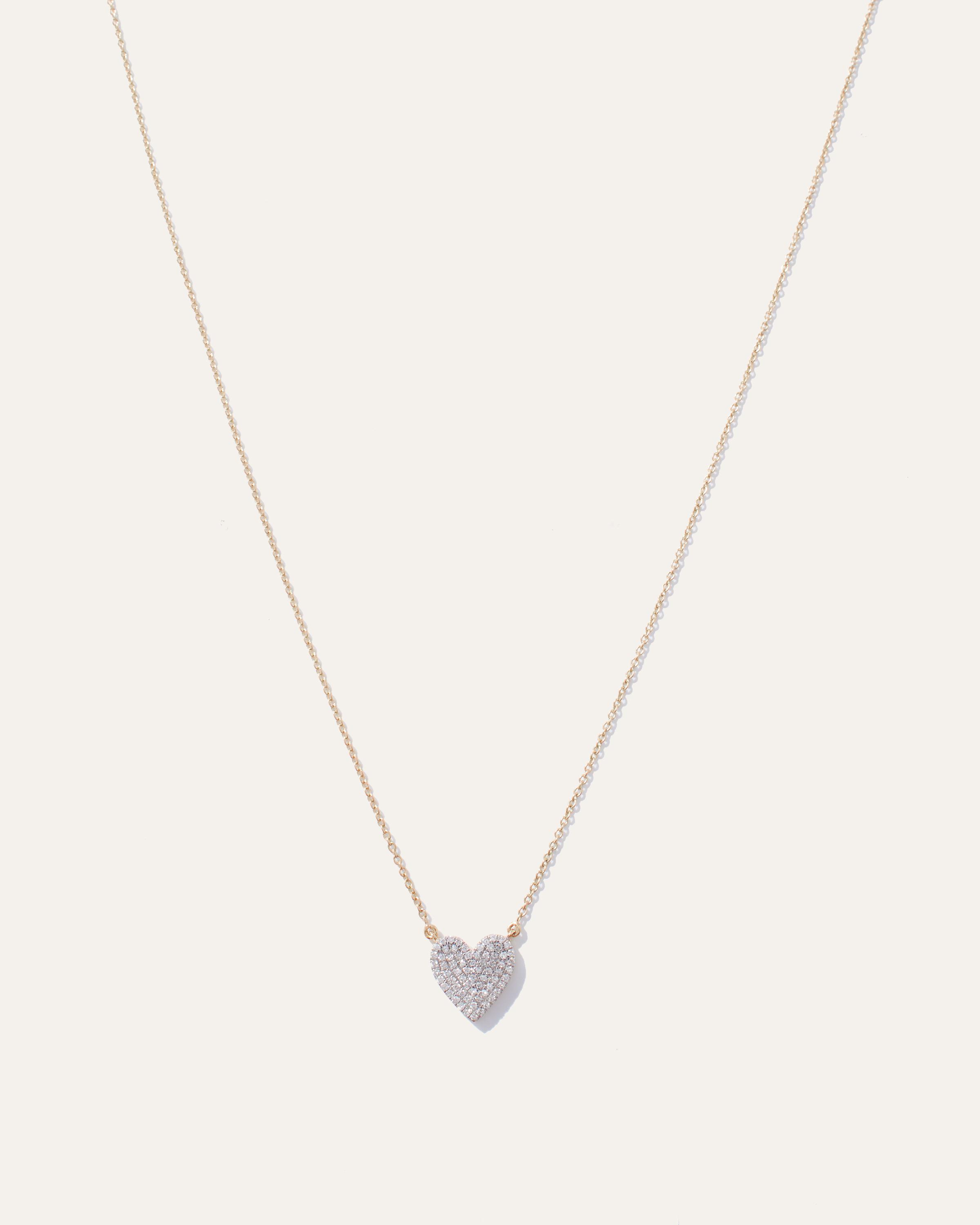 14K Gold Dainty Diamond Mini Heart Necklace Product Image