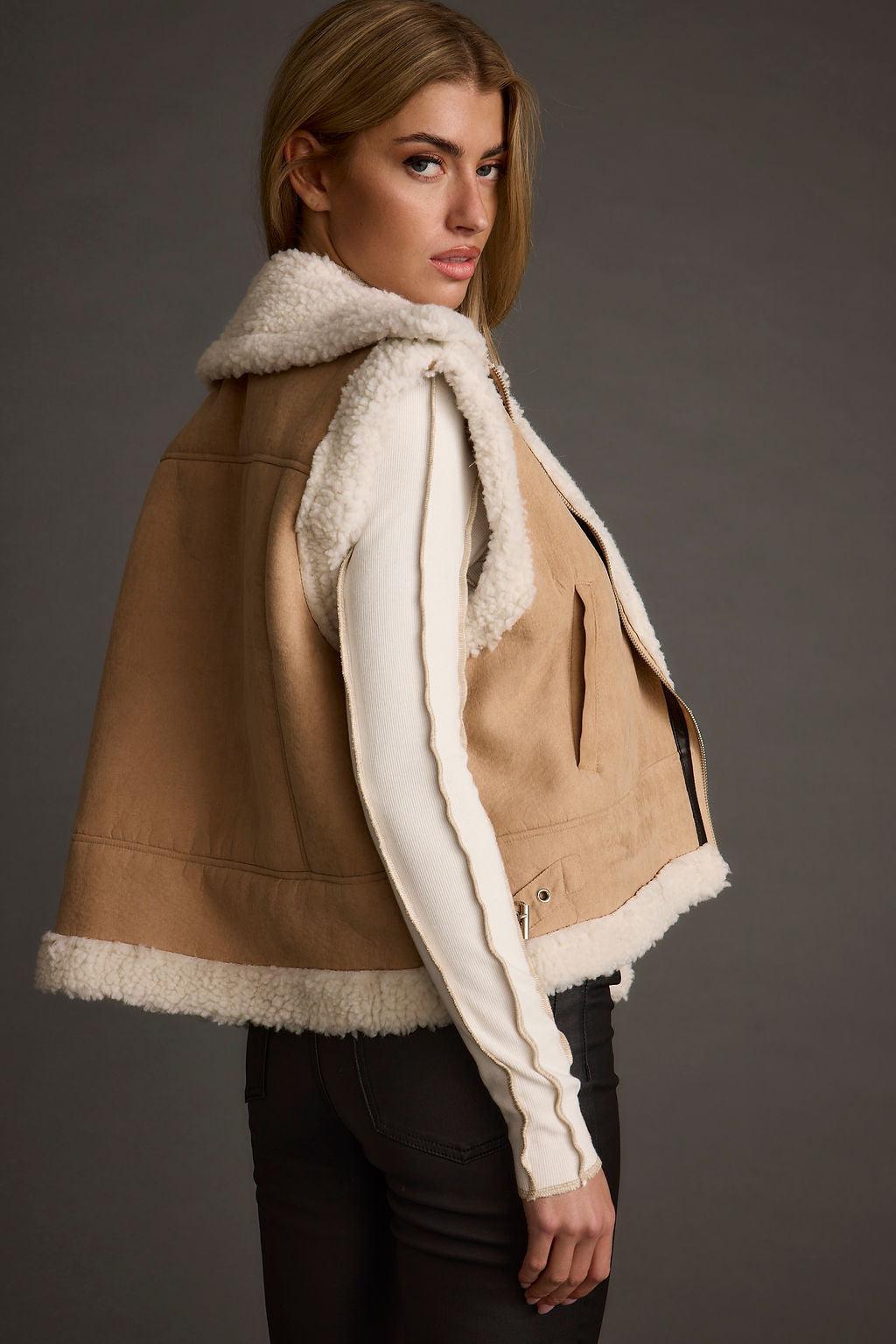 Penny Lane Sherpa Lined Beige Vest Product Image