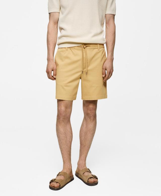 Mango Mens Drawstring Detail Cotton Shorts Product Image