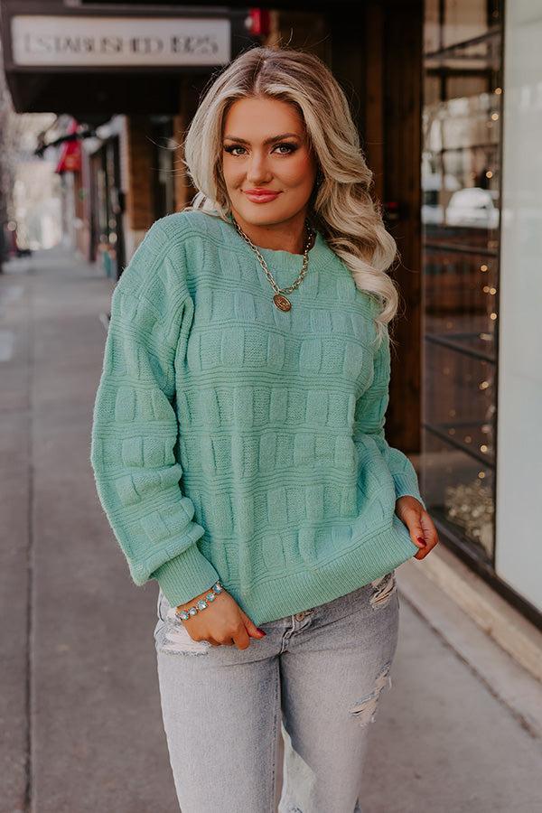 Crackling Fire Knit Sweater In Mint Product Image