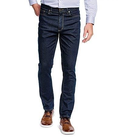 Johnston  Murphy 5-Pocket Regular Fit Tapered Leg Washed Stretch Denim Jeans Product Image