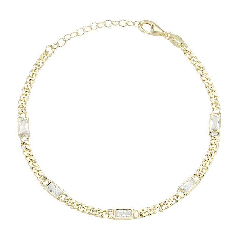 Sunkissed Sterling Cubic Zirconia Curb Chain Bracelet, Womens Gold Tone Product Image