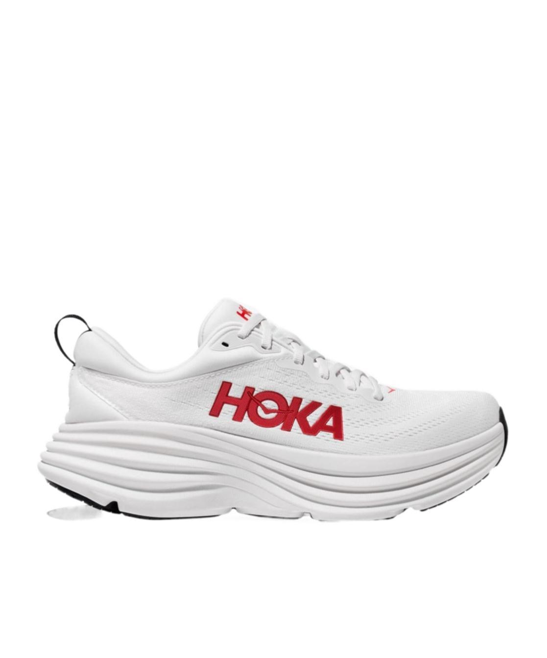 HOKA Mens  Bondi 8 In White/vermillion Product Image