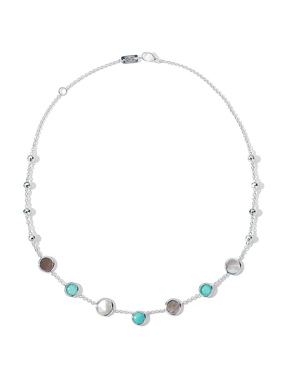 Womens Polished Rock Candy Isola Sterling Silver, Turquoise & Mother-Of-Pearl Necklace Product Image