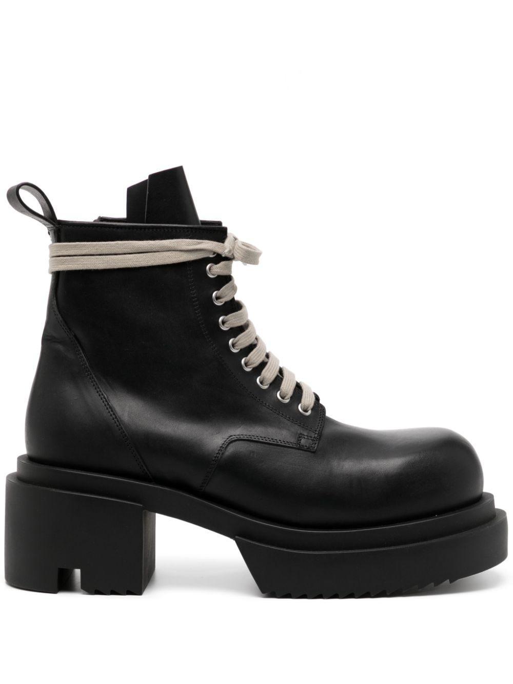 Lace-up Leather Boots In Black Product Image