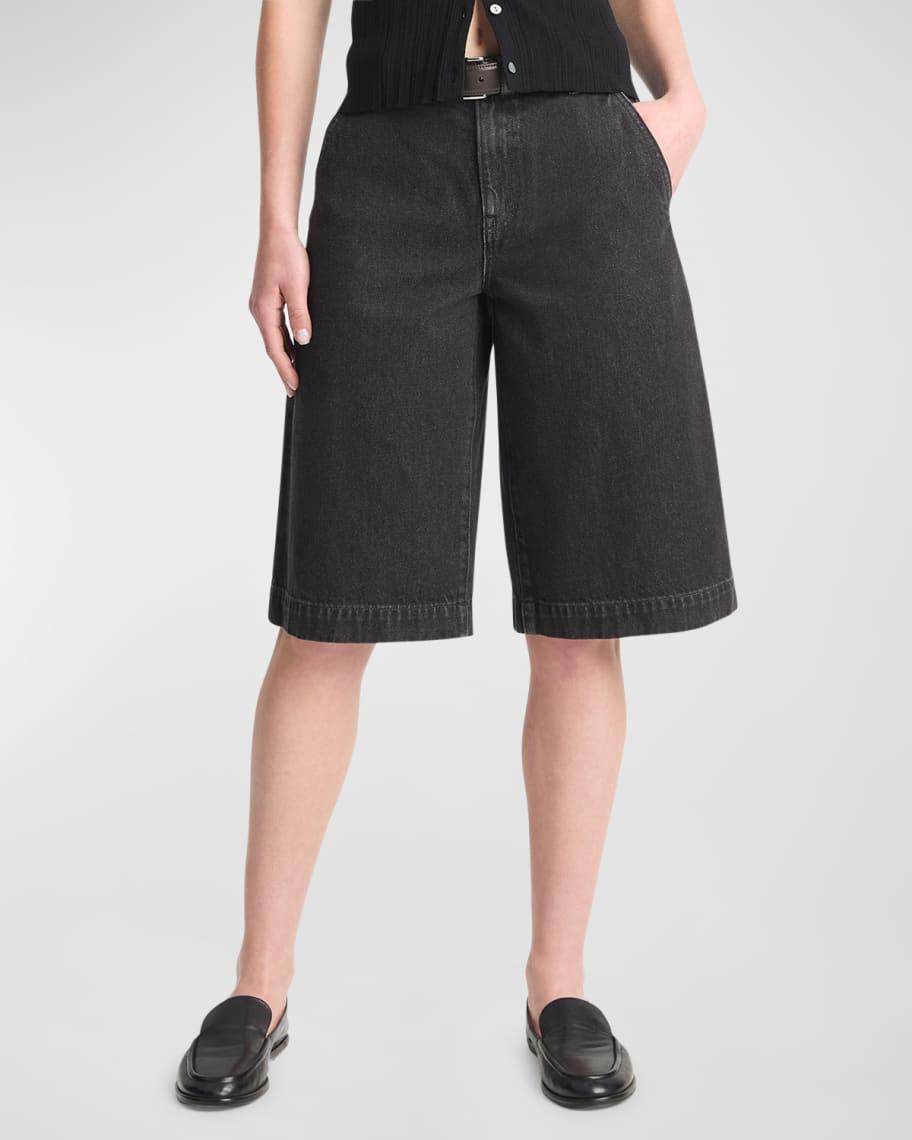 Low-Rise Longline Denim Shorts product image