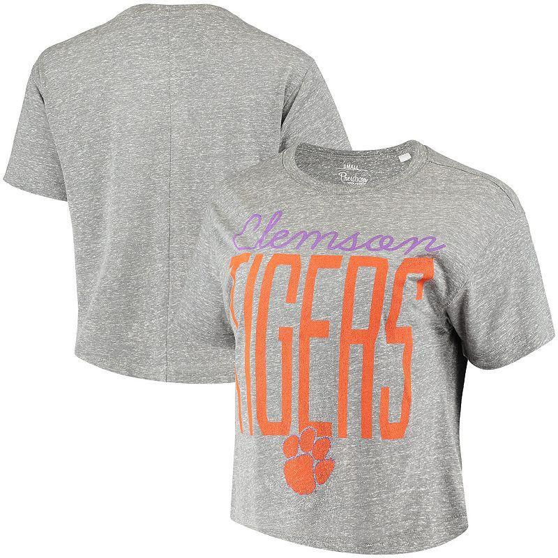 Womens Pressbox Heathered Gray Clemson Tigers Sanibel Knobi Crop T-Shirt Grey Product Image