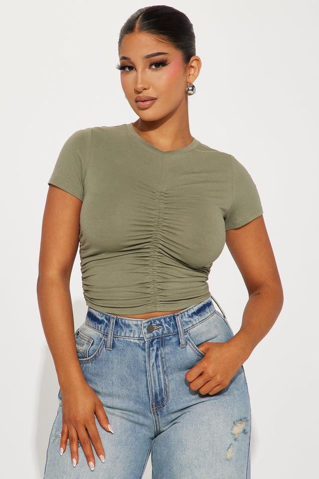 Mena Ruched Top - Olive Product Image