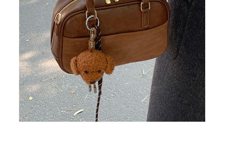 Plain Faux Suede Panel Bowler Bag / Bag Charm / Set Product Image