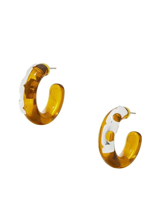 Womens Resin Logo Hoop Earrings Product Image