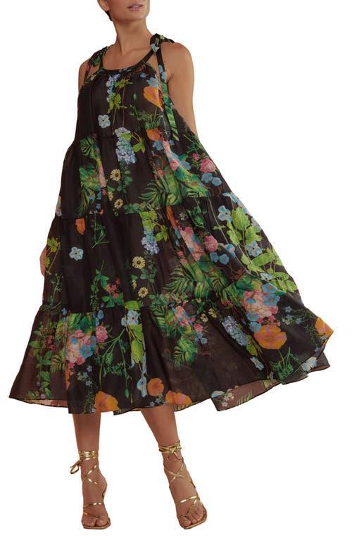 Cynthia Rowley Floral Print Tiered Ramie Dress Product Image