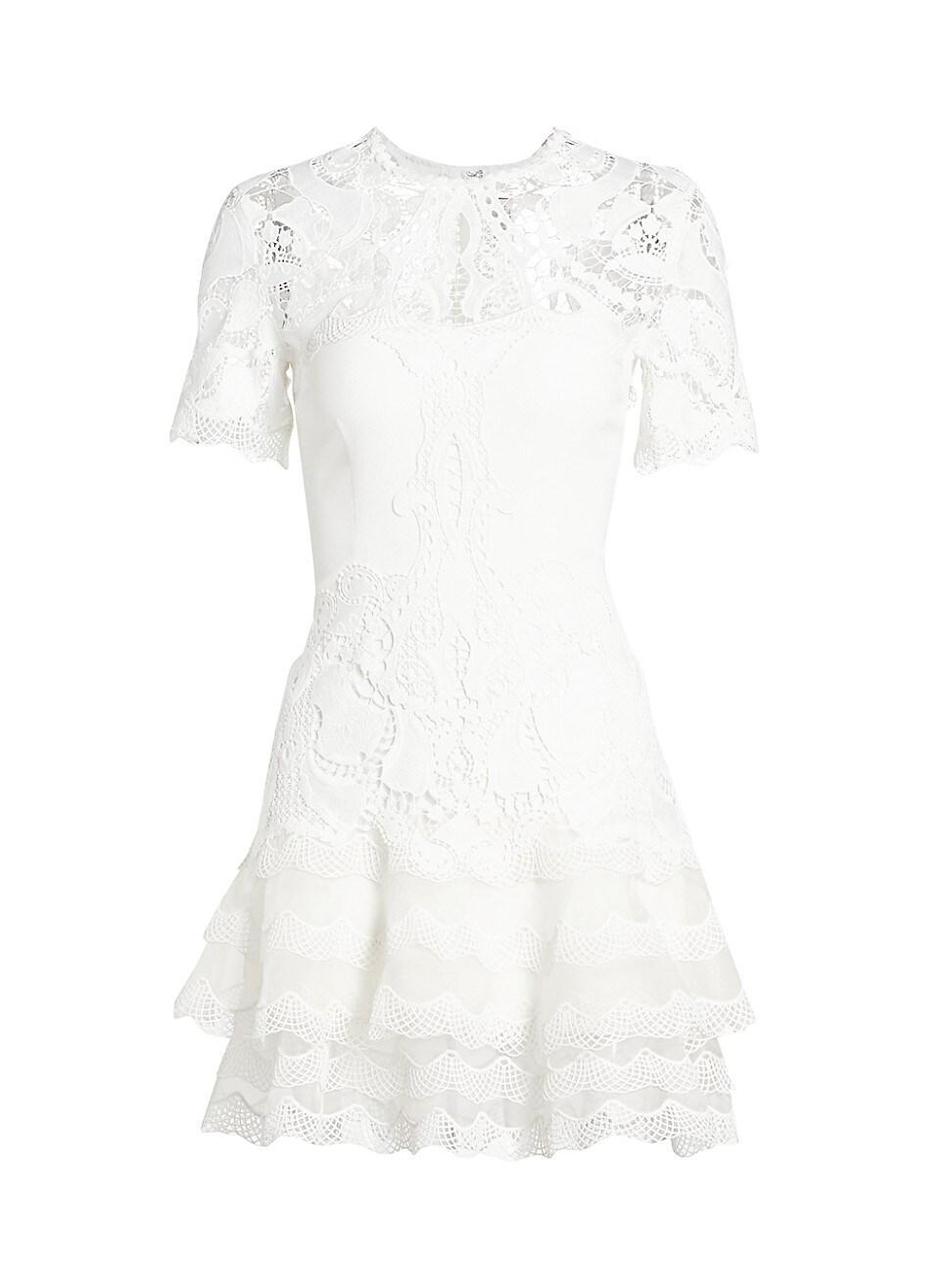 Womens Lace Appliqu A-Line Minidress Product Image