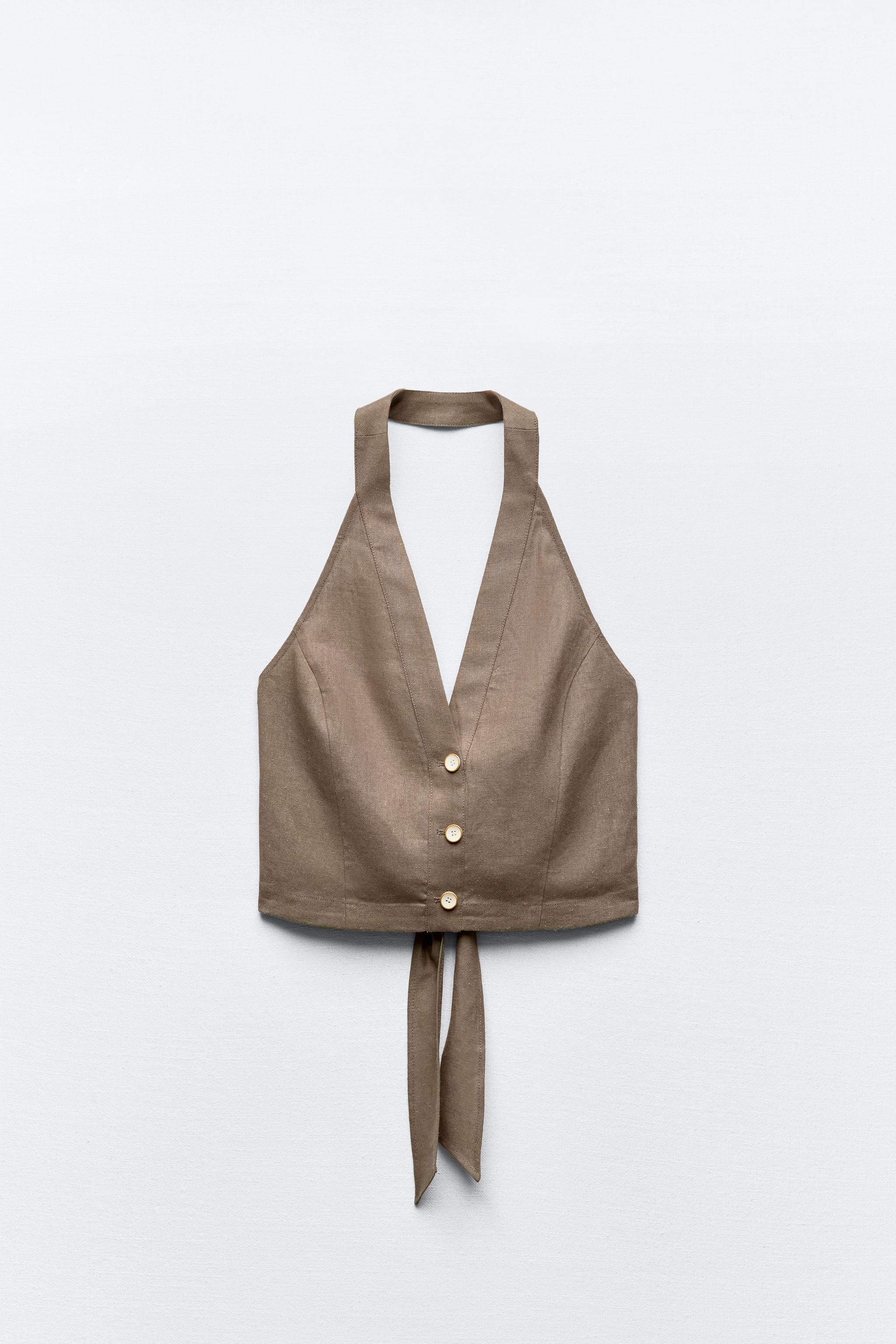 LINEN BLEND HALTER TOP Product Image