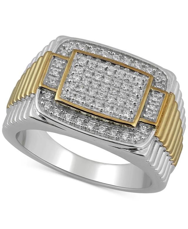 Mens Diamond Two-Tone Cluster Ring (1/2 ct. t.w.) in 18k Gold Silver Product Image