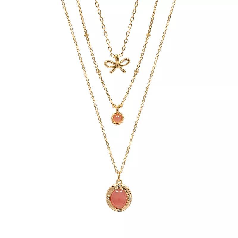 LC Lauren Conrad Gold Tone 3 Layer Pendant Necklace, Womens, Pink Product Image