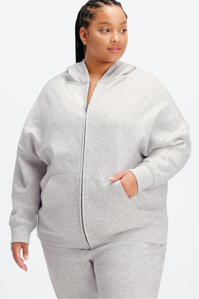 Fabletics Go-To Full-Zip Hoodie Womens Light Grey Heather plus Size 4X Product Image