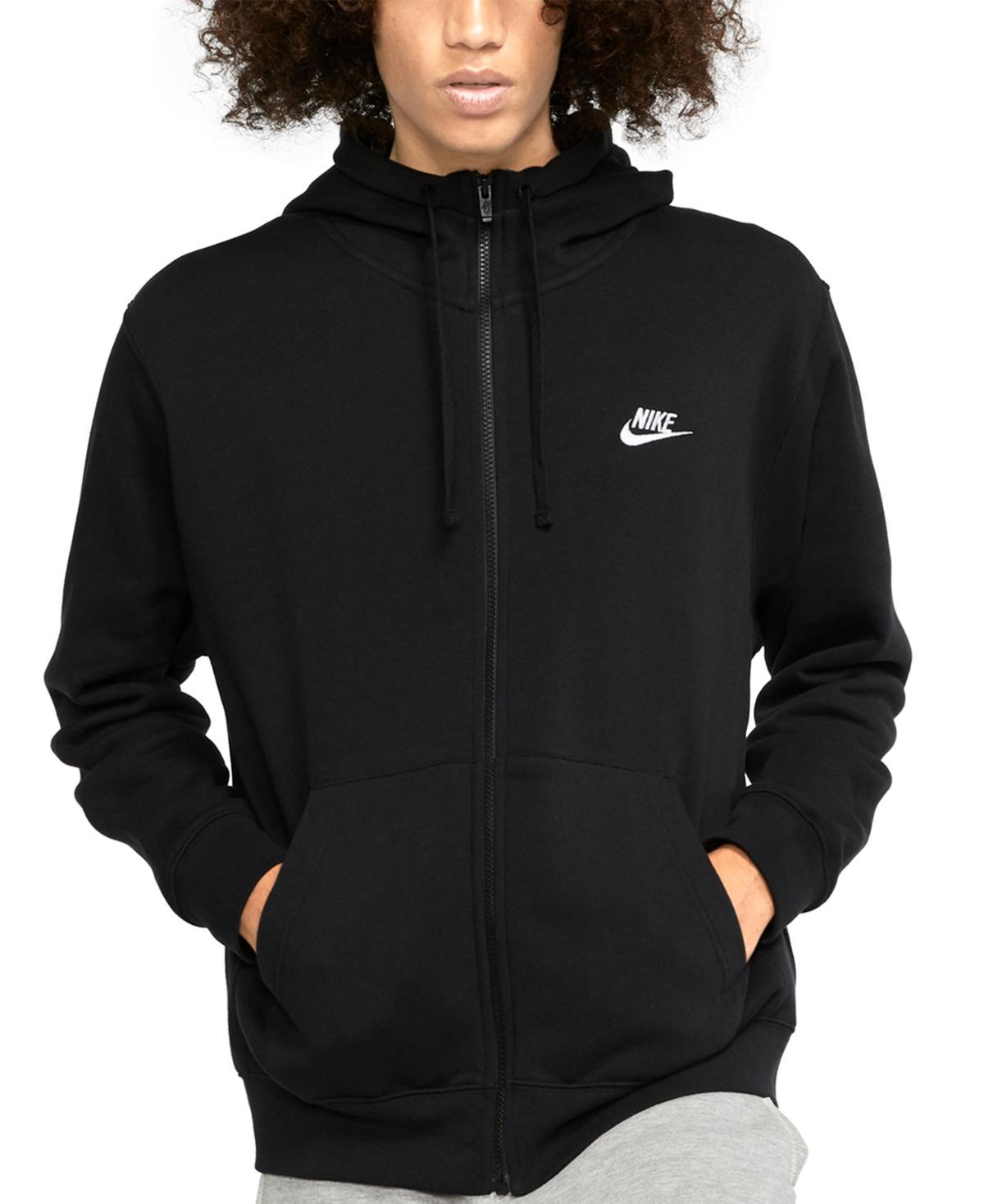 Nike Mens Nike Club Full-Zip Hoodie - Mens White/Midnight Navy Product Image