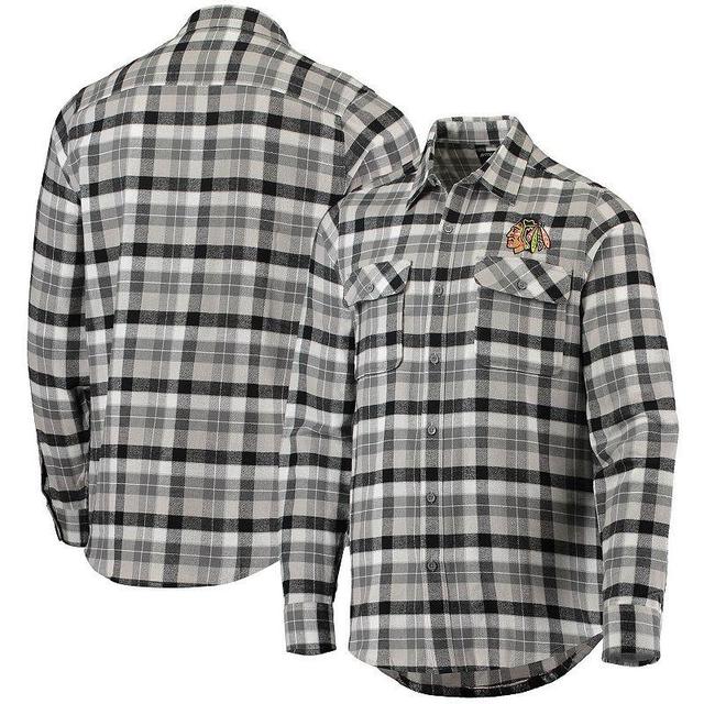 Mens Antigua /Gray Chicago hawks Ease Plaid Button-Up Long Sleeve Shirt Product Image