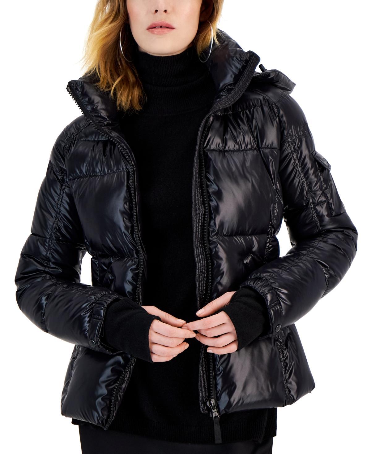 S13 Womens Kylie Hooded Thumbhole-Cuff Puffer Coat Product Image