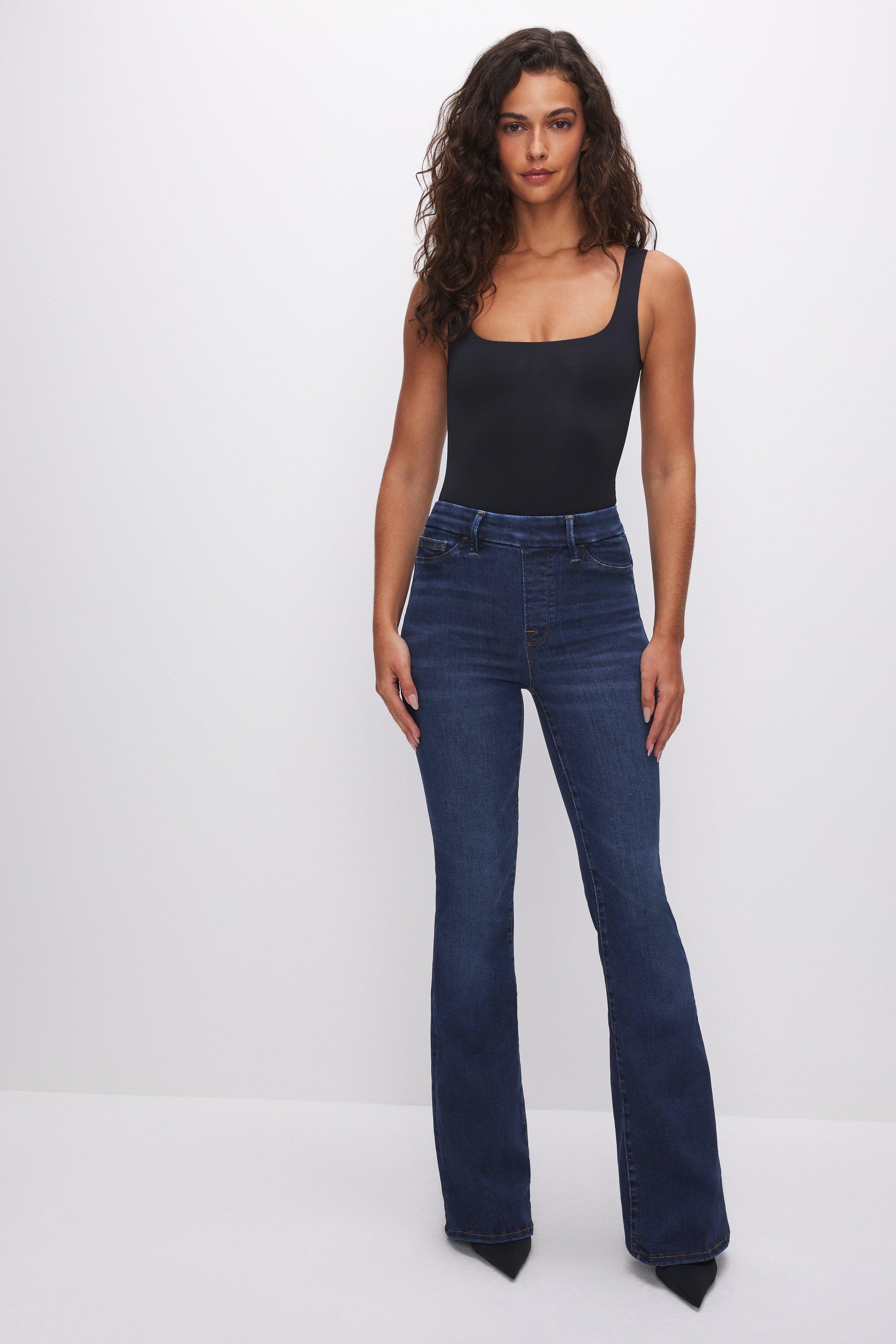 POWER STRETCH PULL-ON FLARE JEANS | INDIGO491 product image