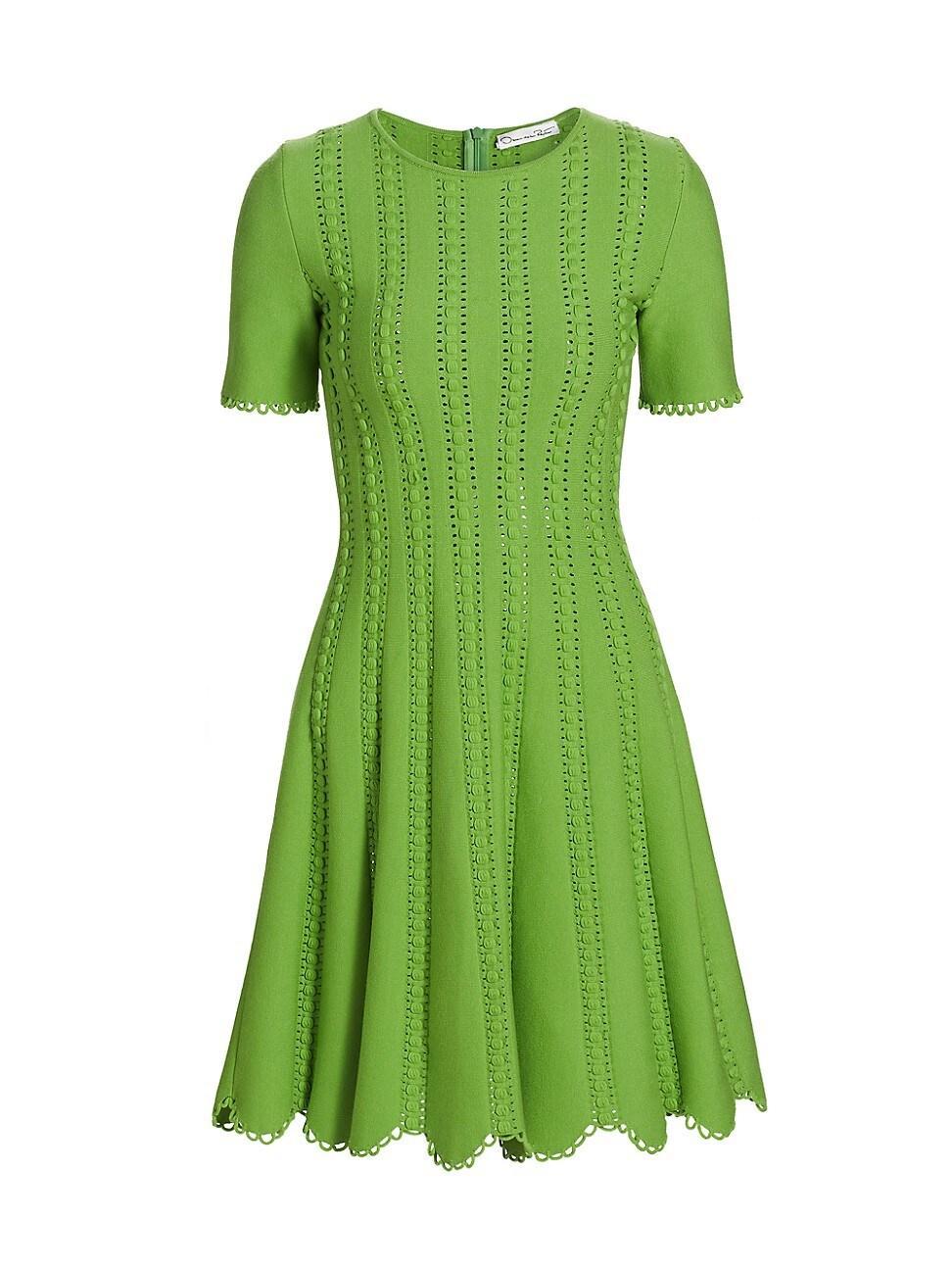 Womens Scalloped Knit Fit-&-Flare Dress Product Image