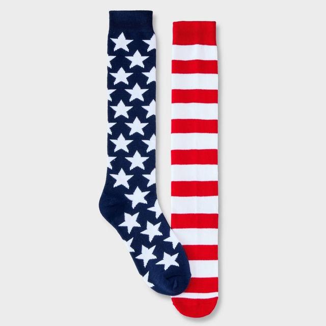 Womens American Flag Knee High Socks - Red/White 4-10 Product Image