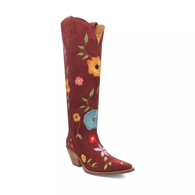 Dingo Flower Power Womens Suede Boots Red Product Image