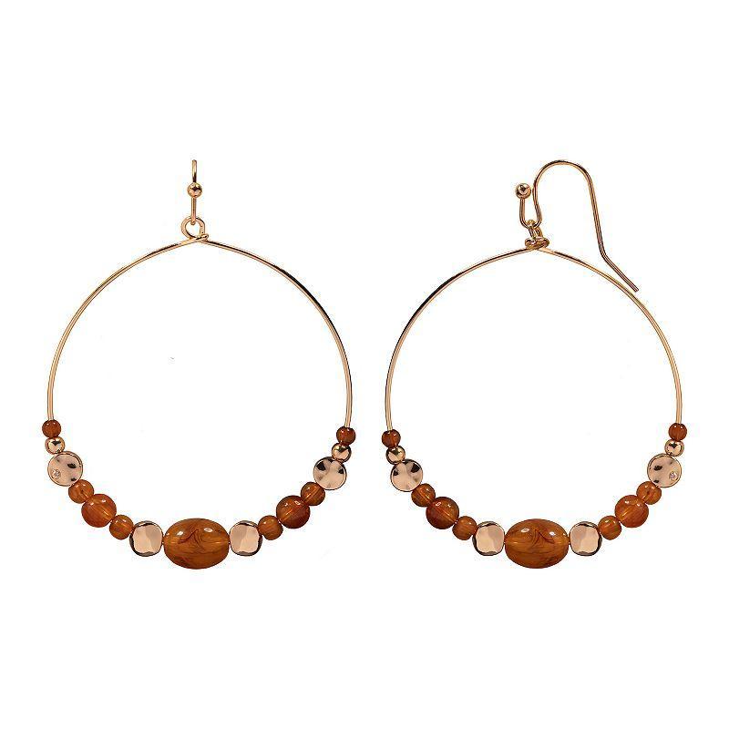 Sonoma Goods For Life Gold Tone Beaded Open Circle Nickel Free Drop Earrings, Womens, Brown Product Image