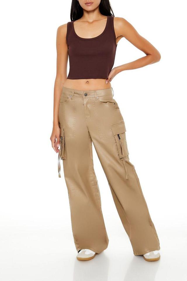 Metallic Mid-Rise Cargo Pants | Forever 21 Product Image