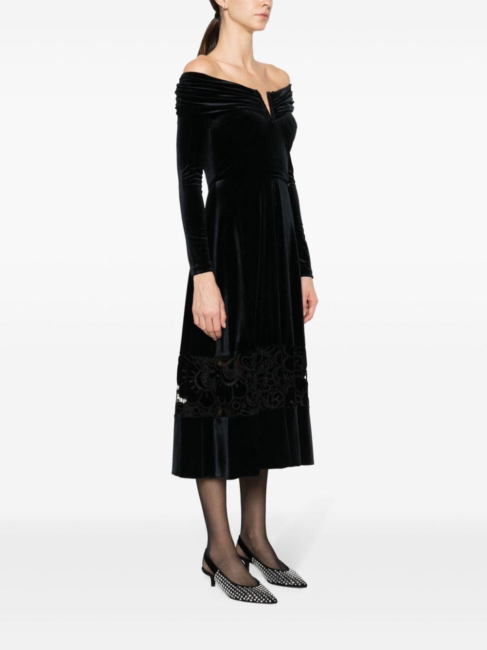 lace-detailing velvet-finish dress Product Image