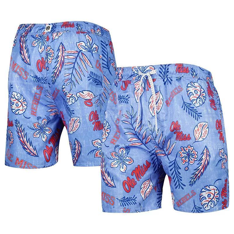 Mens Wes & Willy Powder Blue Ole Miss Rebels Vintage Floral Swim Trunks Product Image